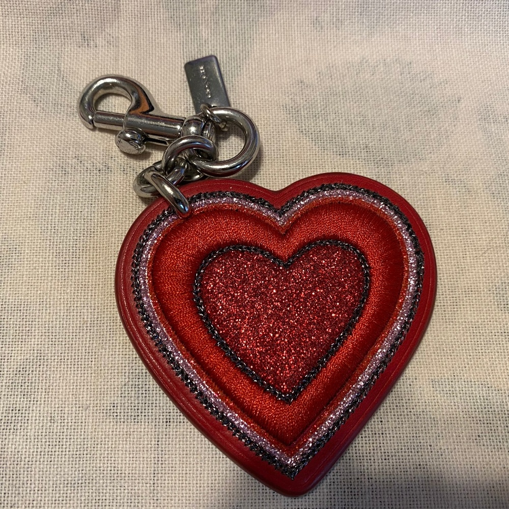 Coach Heart Glitter Keychain